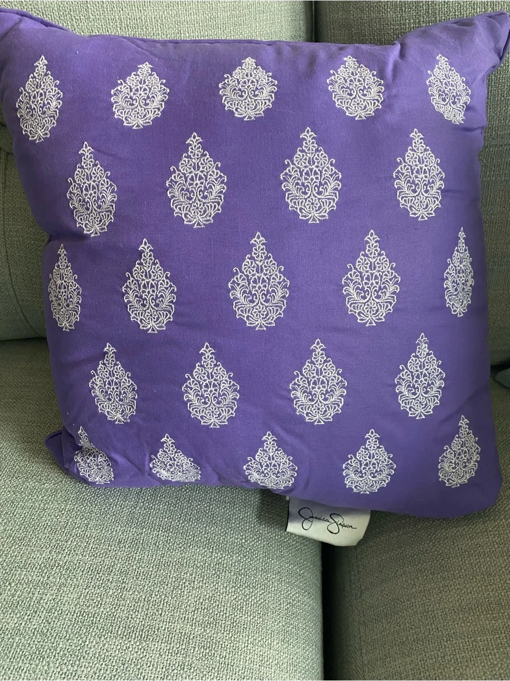 Jessica Simpson Purple Pillow with White Damask Motifs